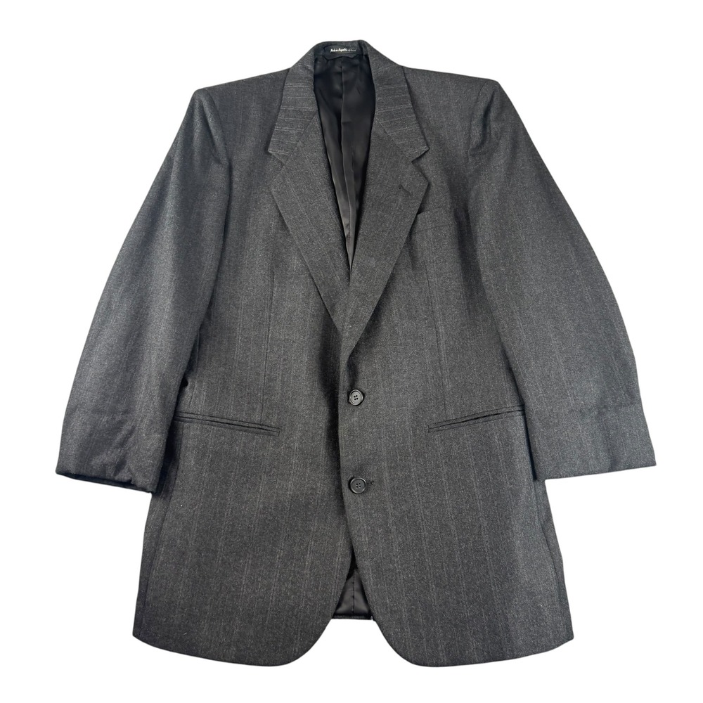 Sasson JP Todds Mens 40R Pure Wool Pinstripe Blazer Jacket Charcoal Grey Vintage